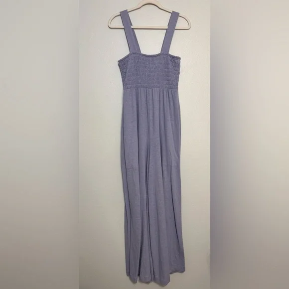 Free People Homecoming Jumper / Jumpsuit in Lilac Fog - Smocked Wide Leg - Picture 3 of 8